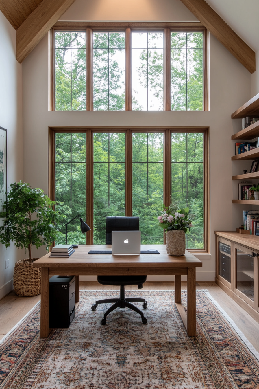 Home office with natural elements