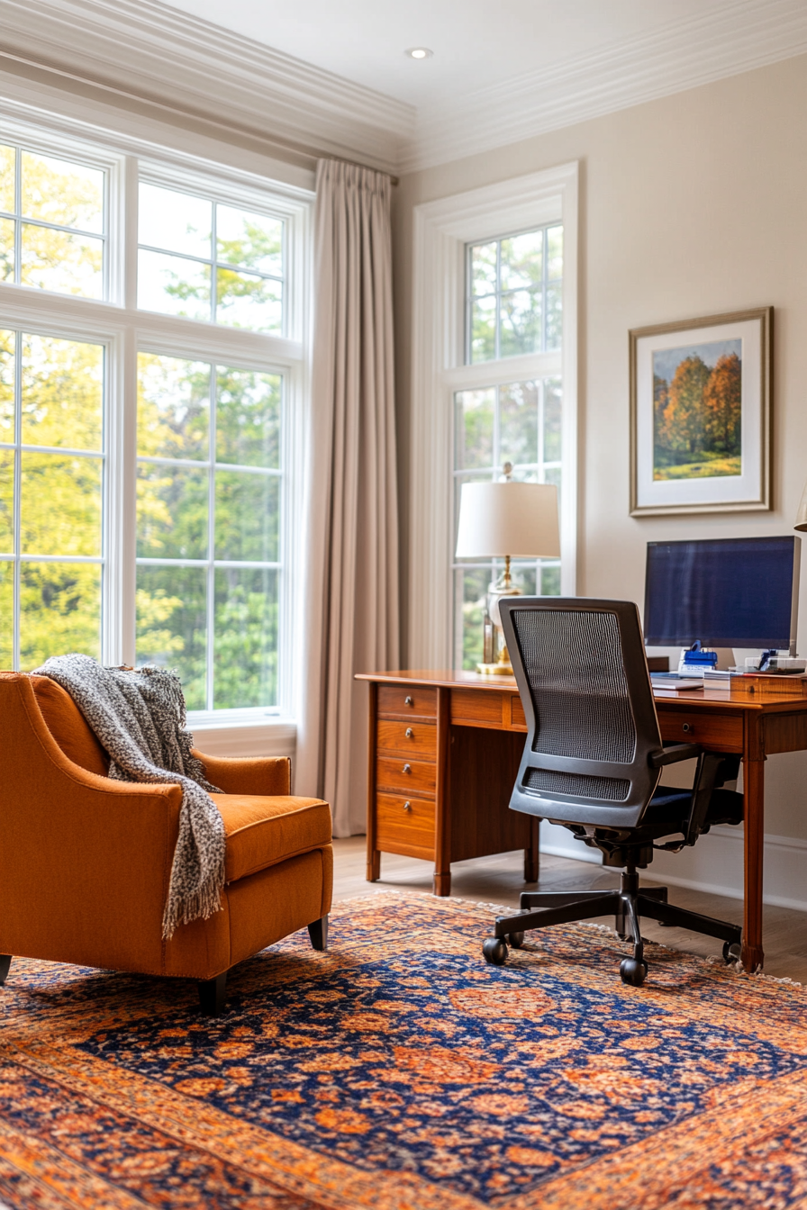 Home office with comfortable seating