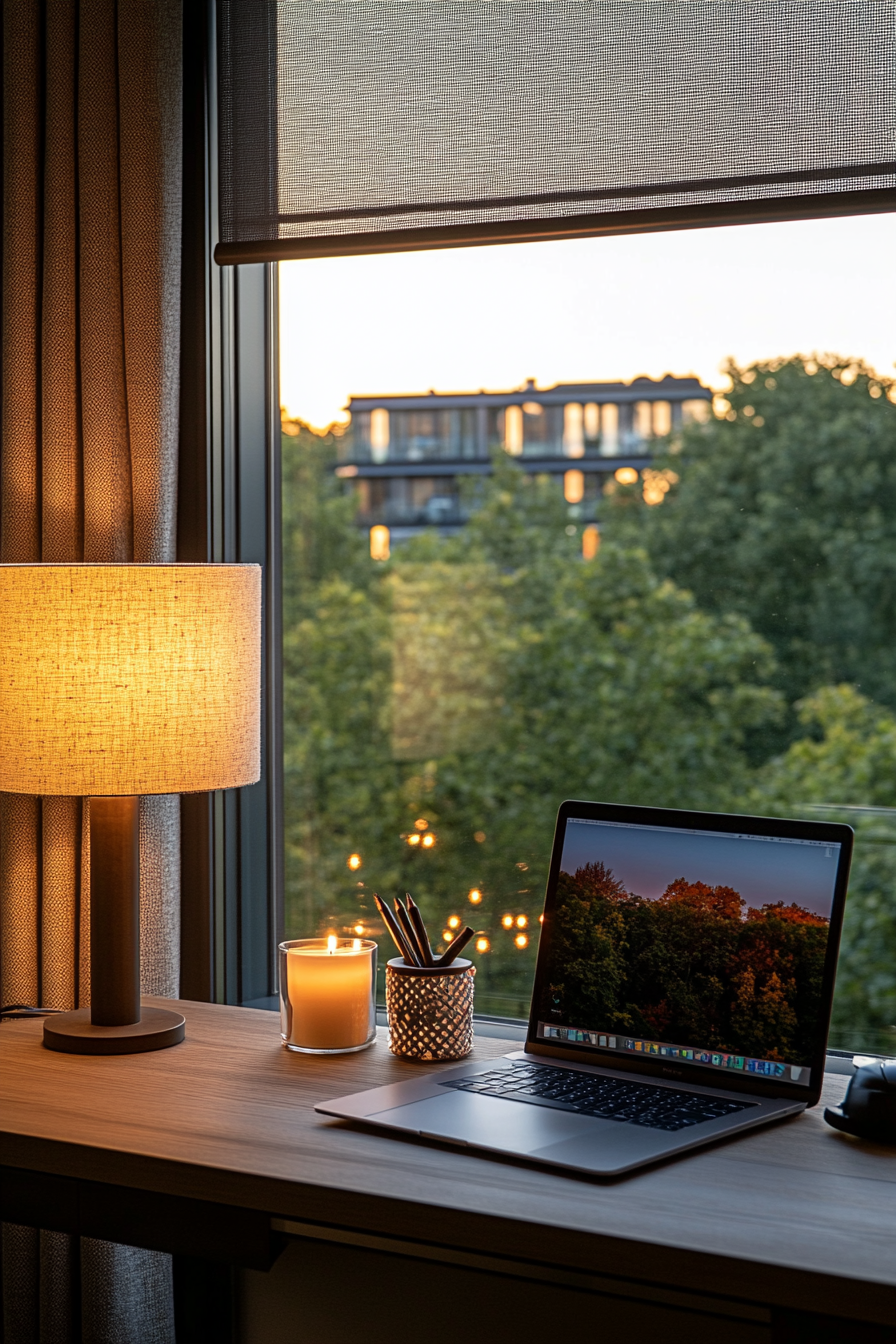 Well-lit home office
