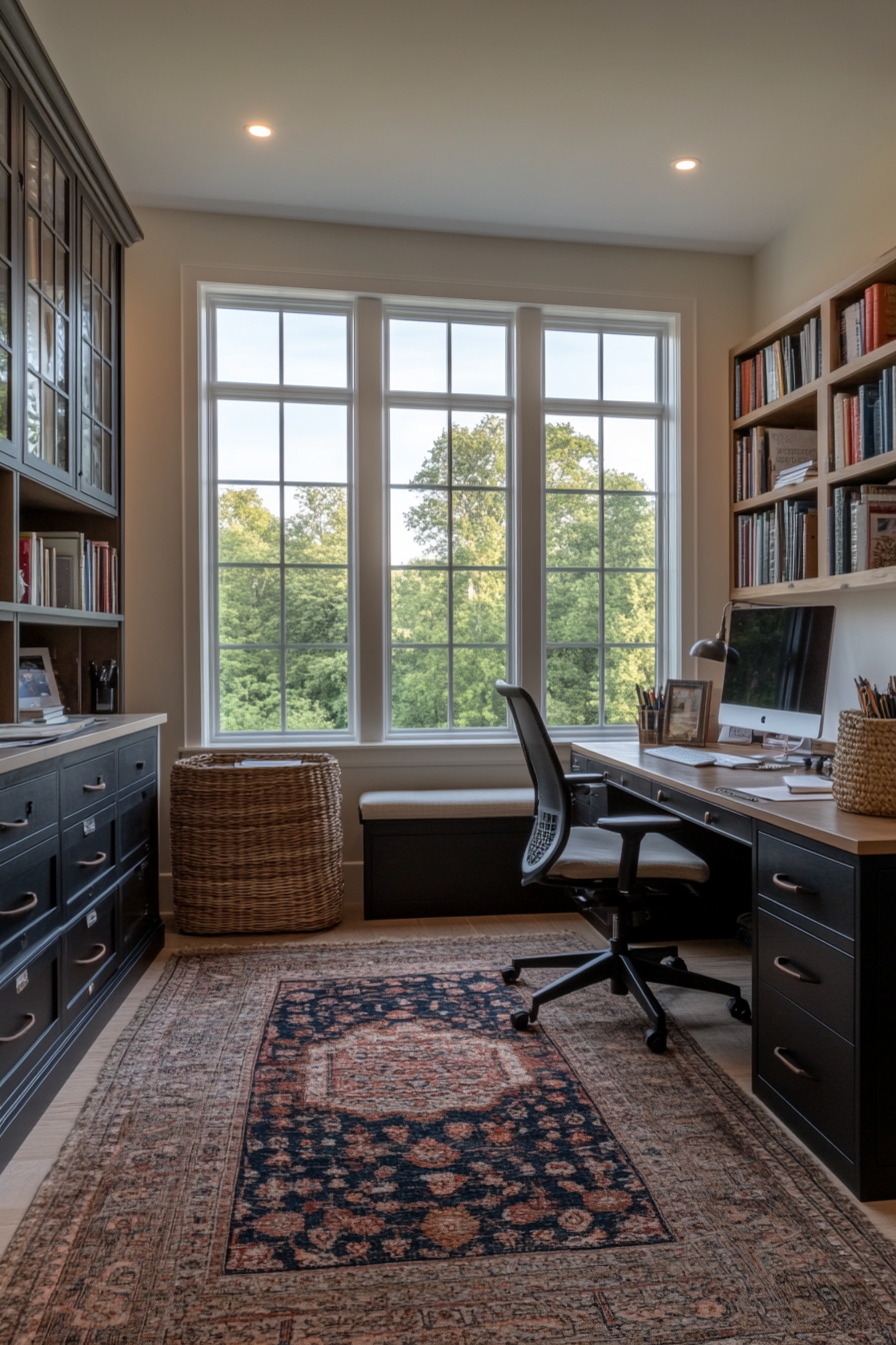 Home office with functional storage