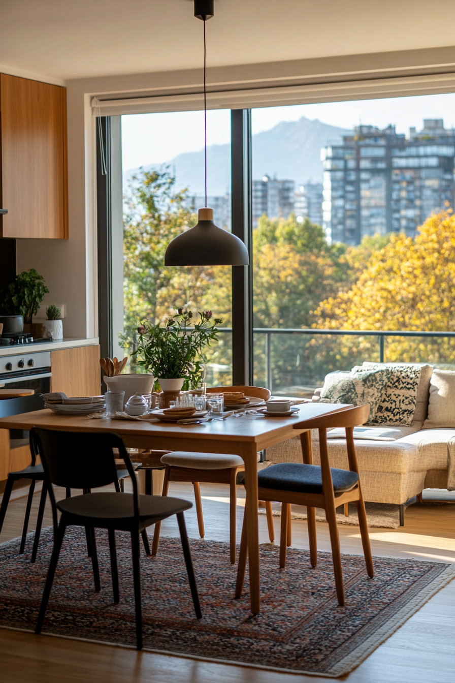 Apartment-friendly living room with multifunctional furniture