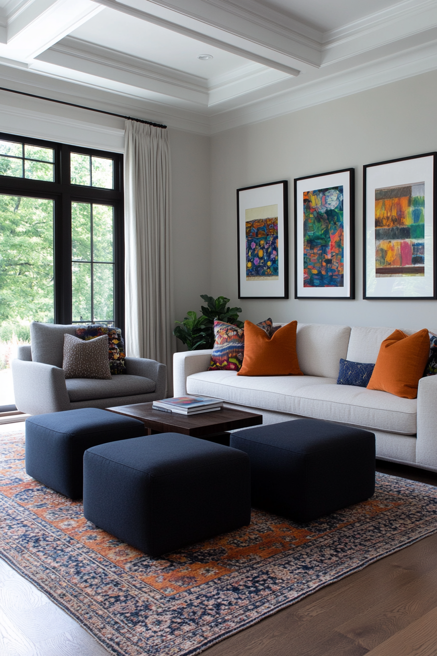Living room with colorful accents