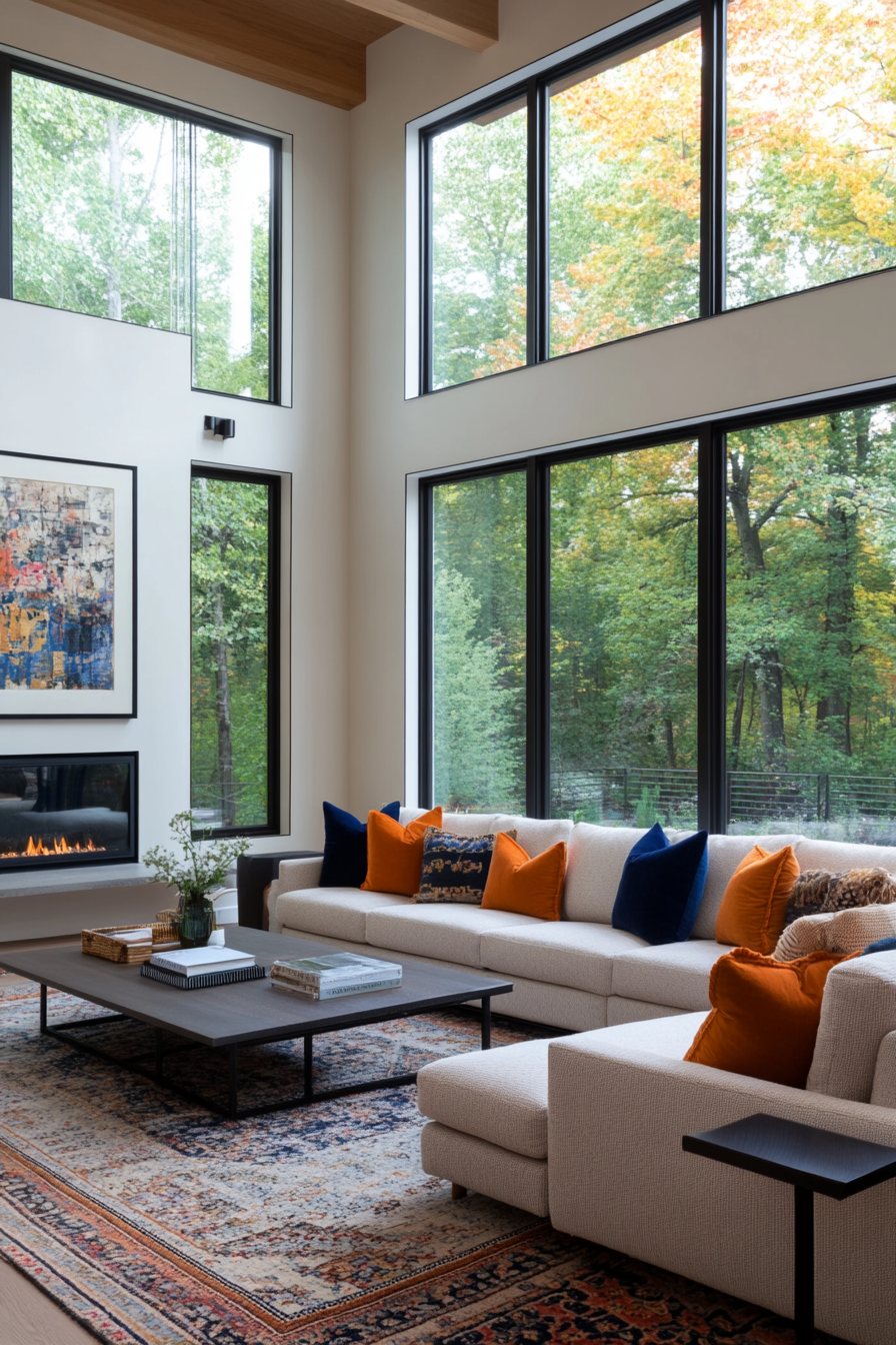 Living room with colorful accents