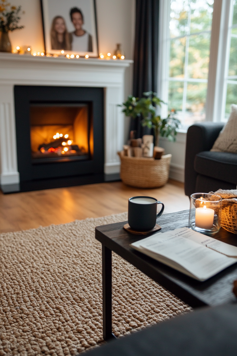 Living room with cozy decor elements