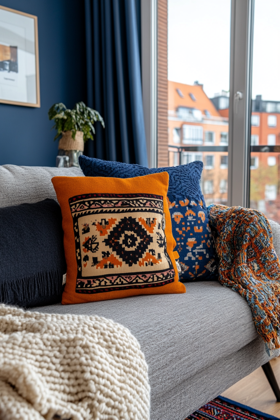 Living room with colorful accents
