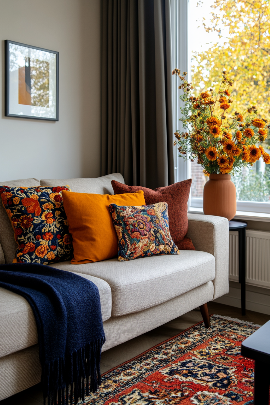 Living room with colorful accents