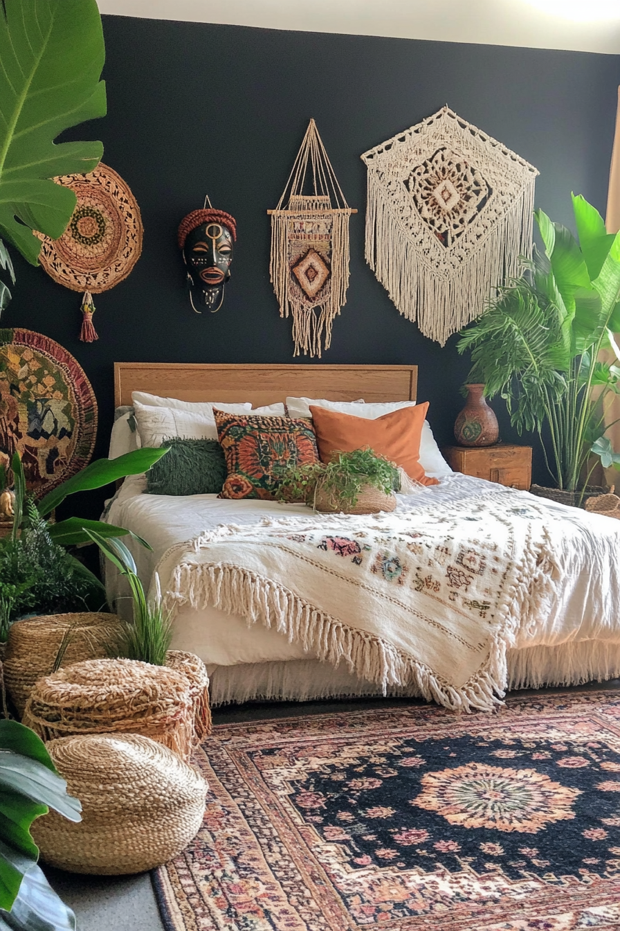 Eclectic decor with diverse elements and rich colors