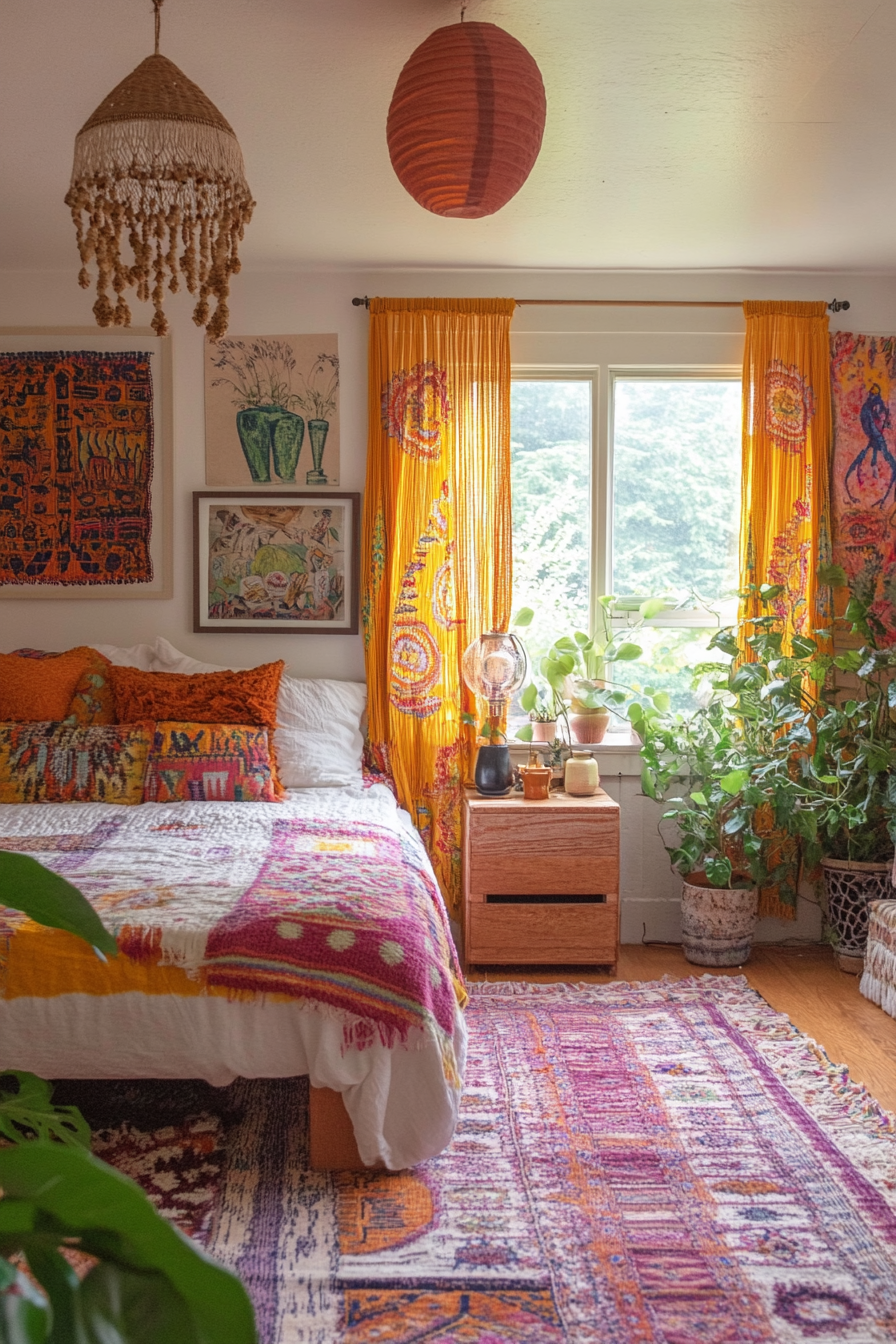 Bright, bold colors and retro-inspired furniture