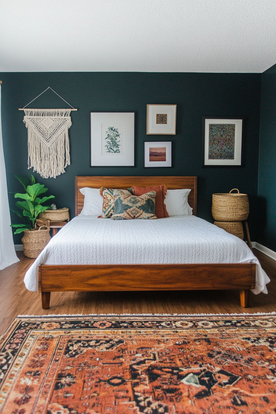 Bold accent wall with boho-inspired patterns