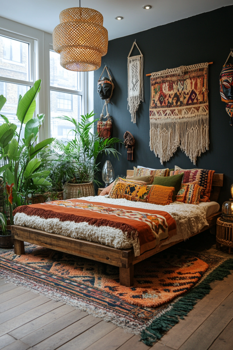 Eclectic decor with diverse elements and rich colors