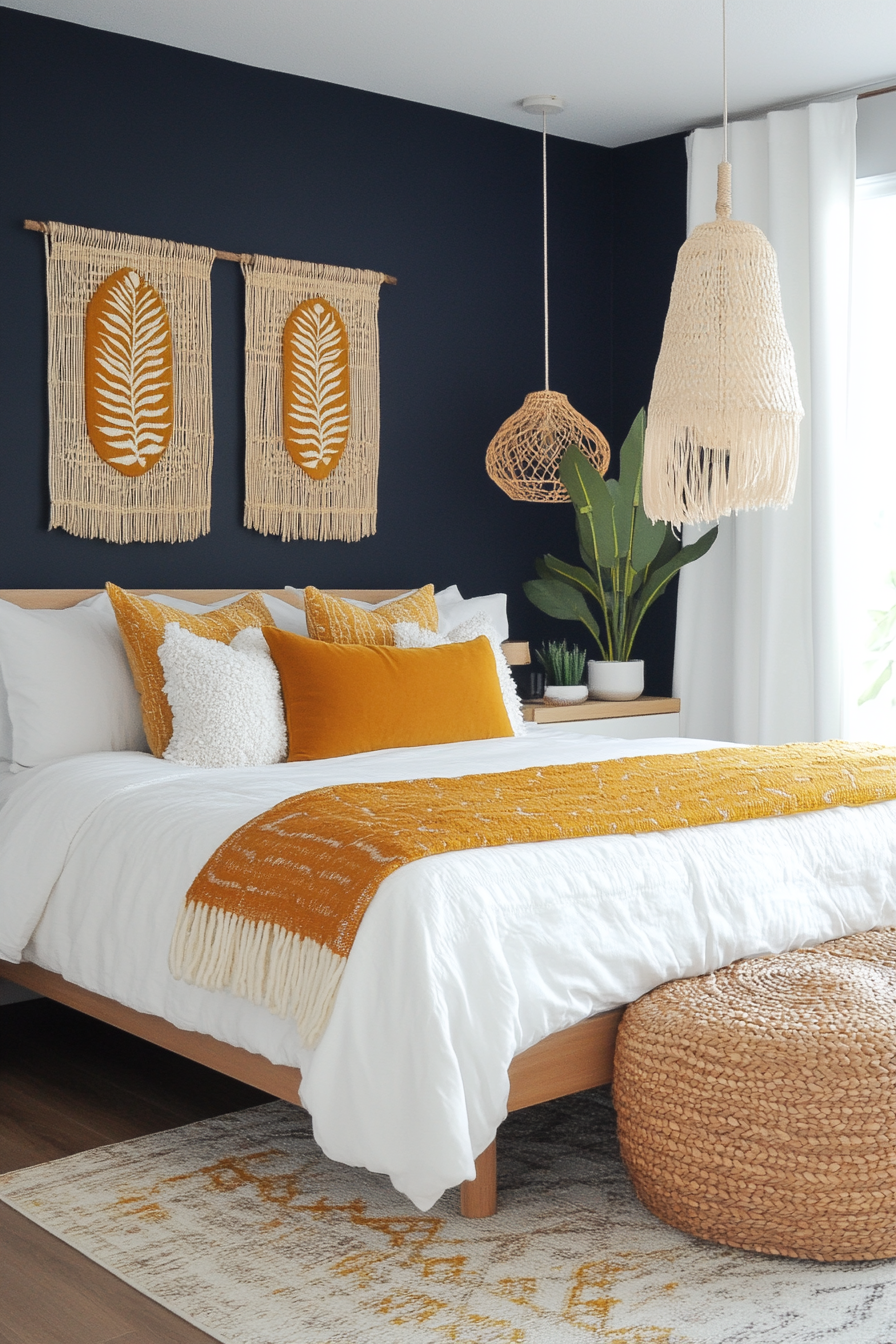 Deep, moody paint colors like charcoal grey or navy blue
