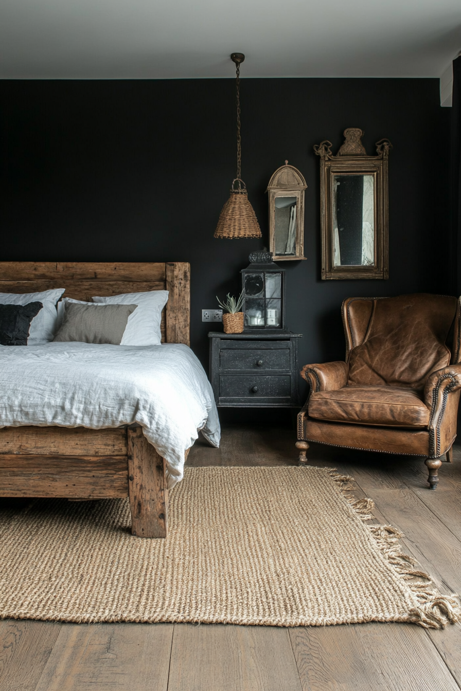 Rustic elements with reclaimed wood furniture and natural materials