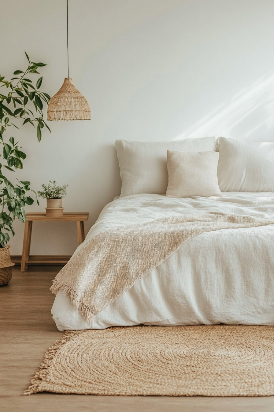 Soft tones of beige, white, and light gray