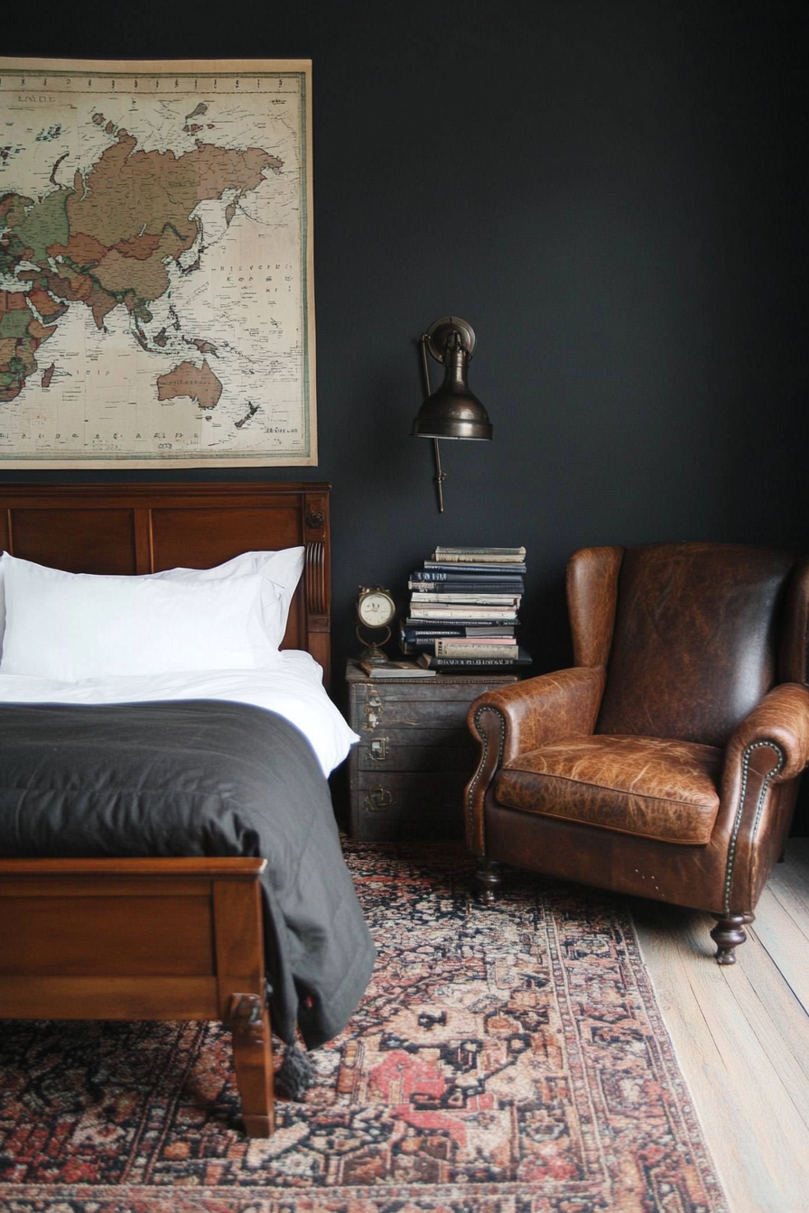 Deep tones like navy, charcoal, and forest green