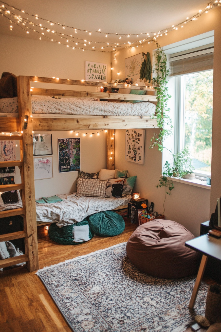 Soft greens, warm browns, and muted blues