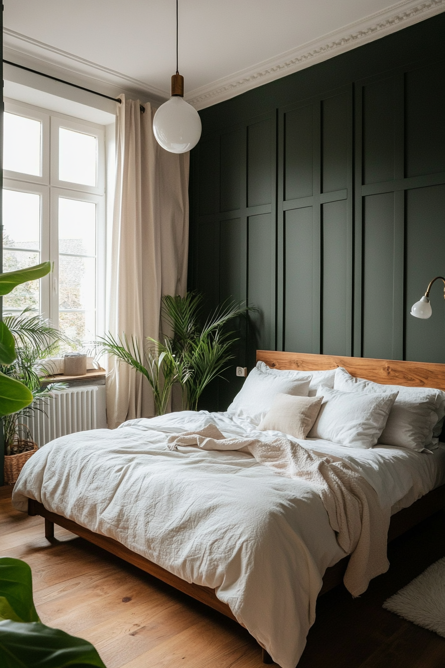 Deep tones like charcoal, forest green, and espresso