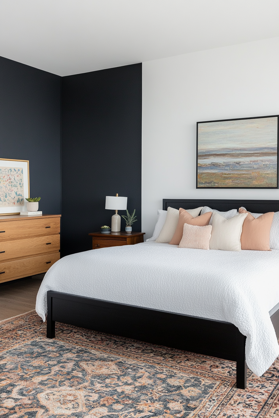 Dark accents add drama and sophistication