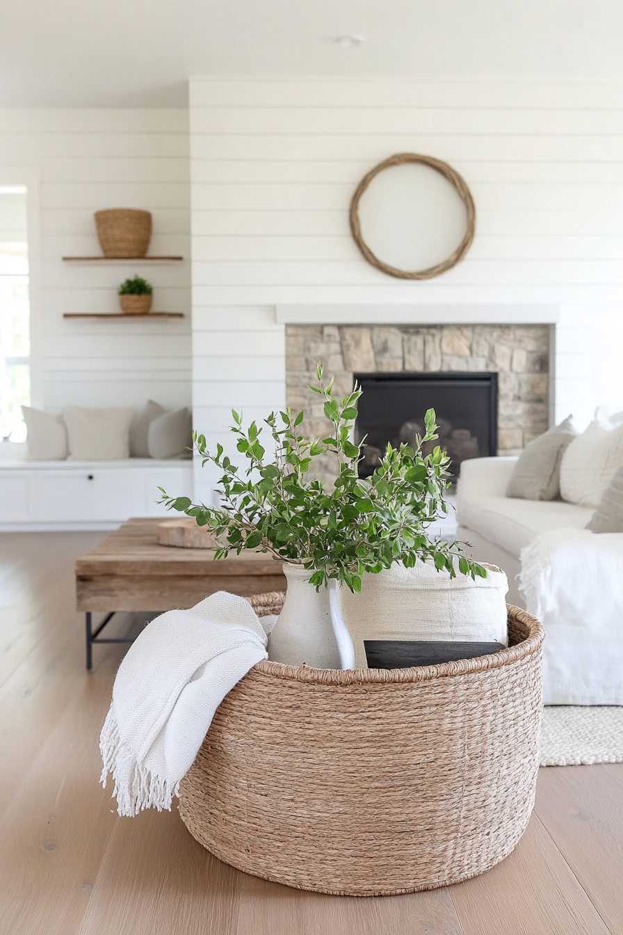 Woven baskets for versatile storage and texture