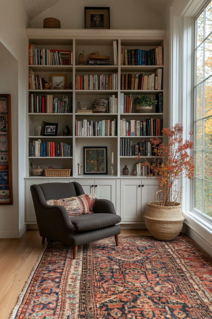 Tall bookcase in a lounge room