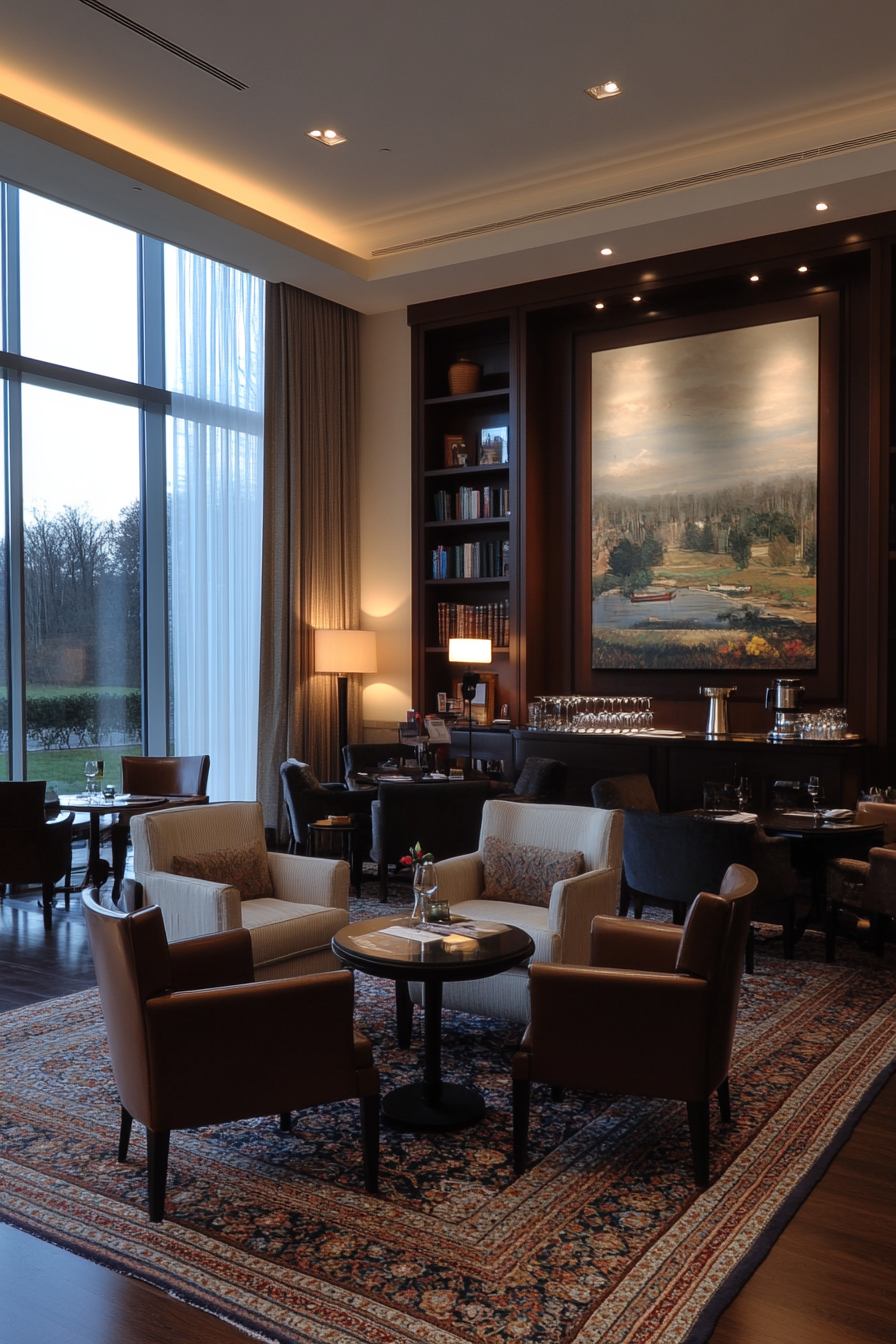 Layered lighting in a lounge room