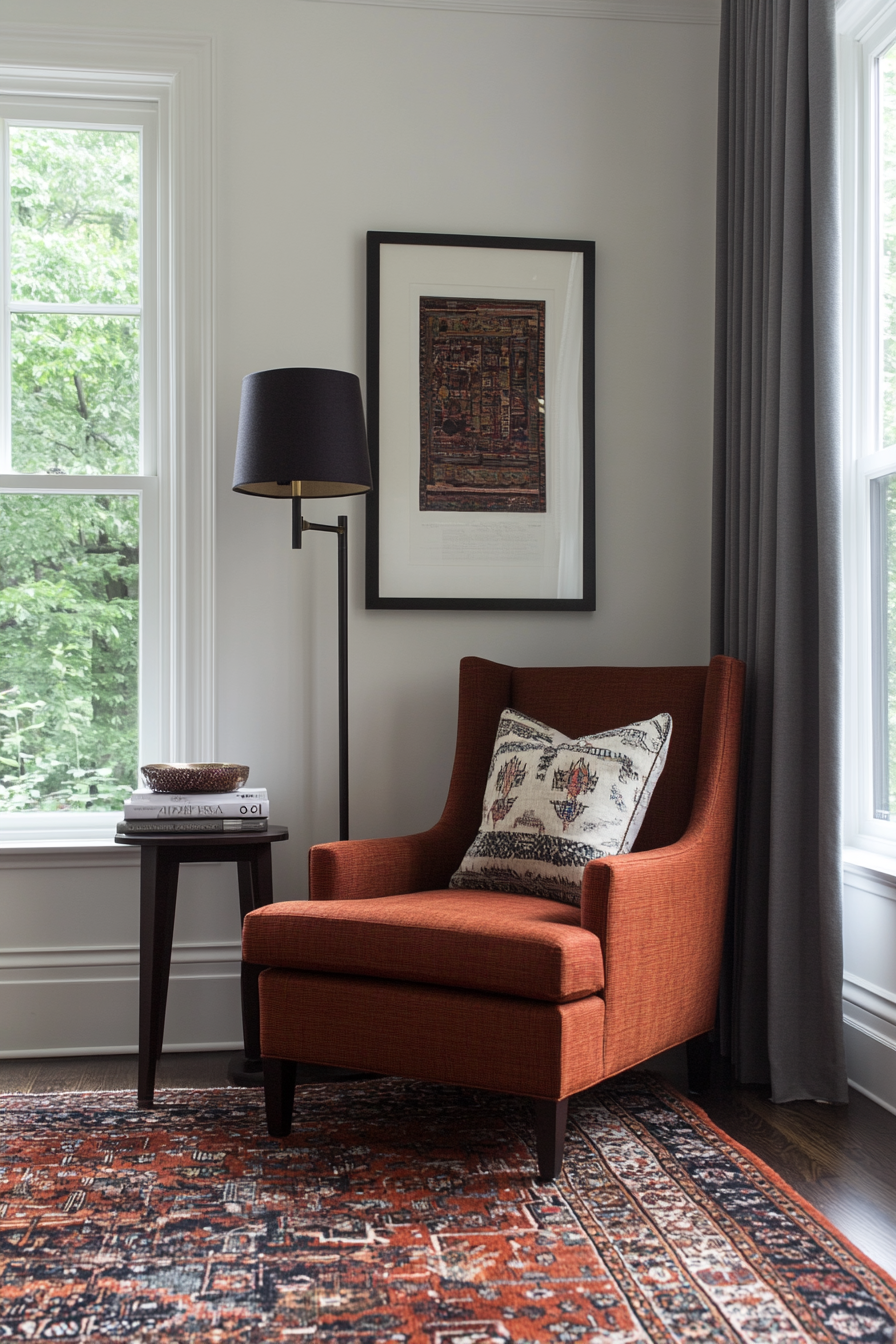 Lounge room with a vibrant accent chair