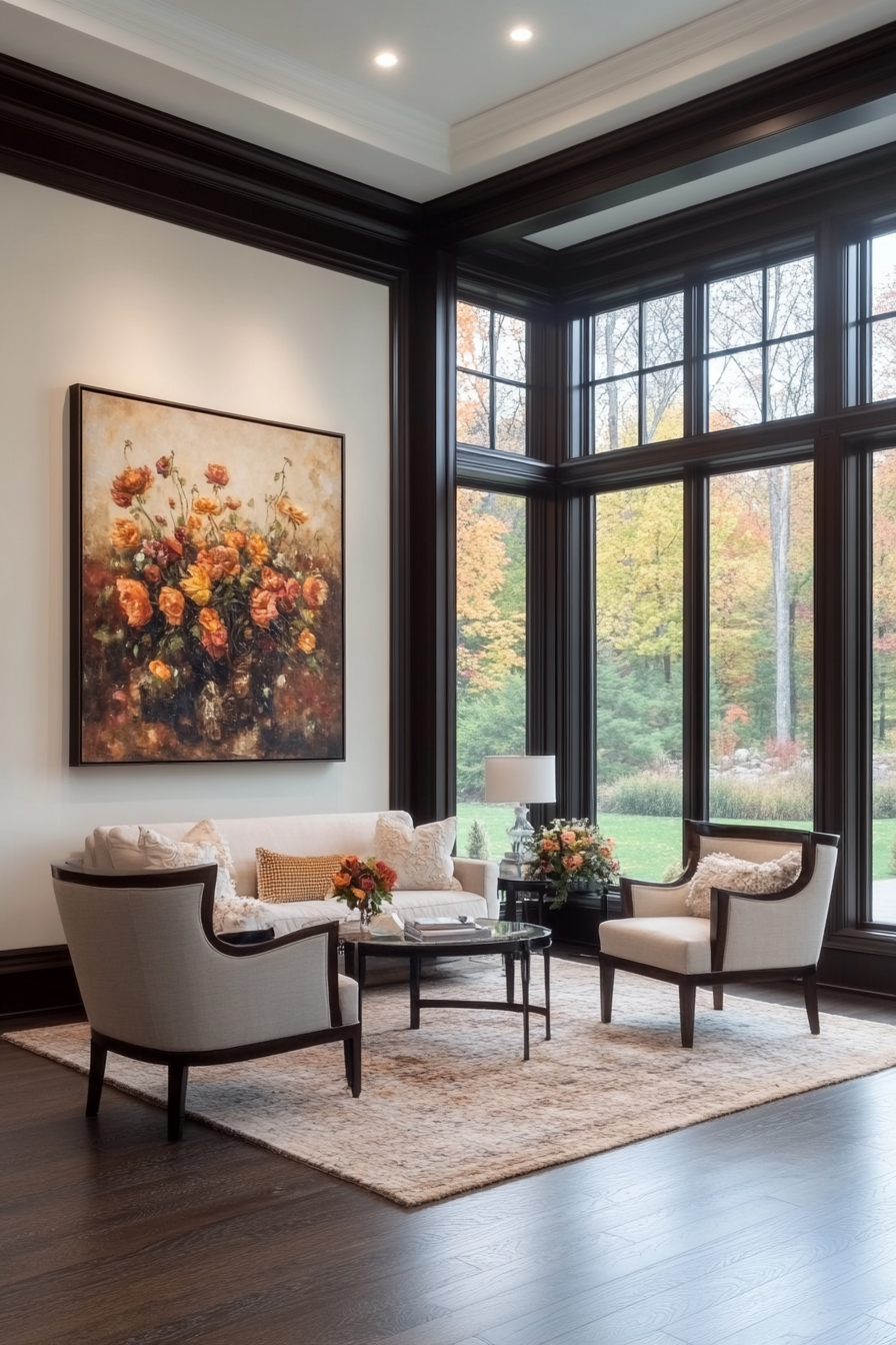 Large statement piece of artwork in a lounge room