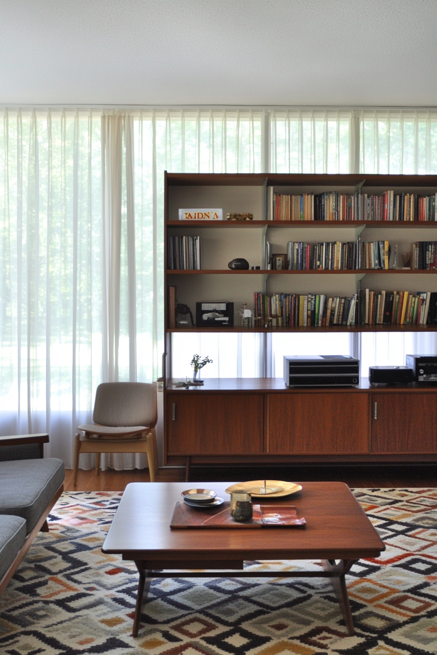 Modular shelving in mid-century modern decor