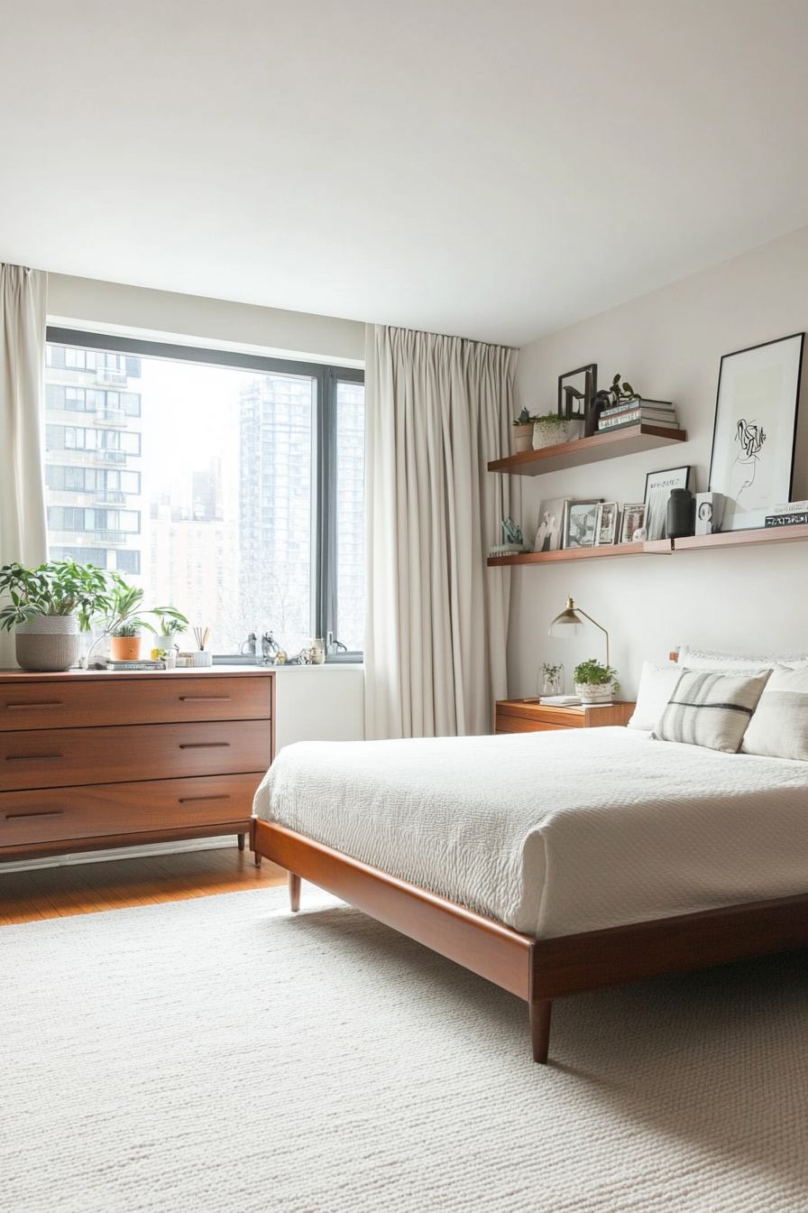 Modular shelving in mid-century modern decor