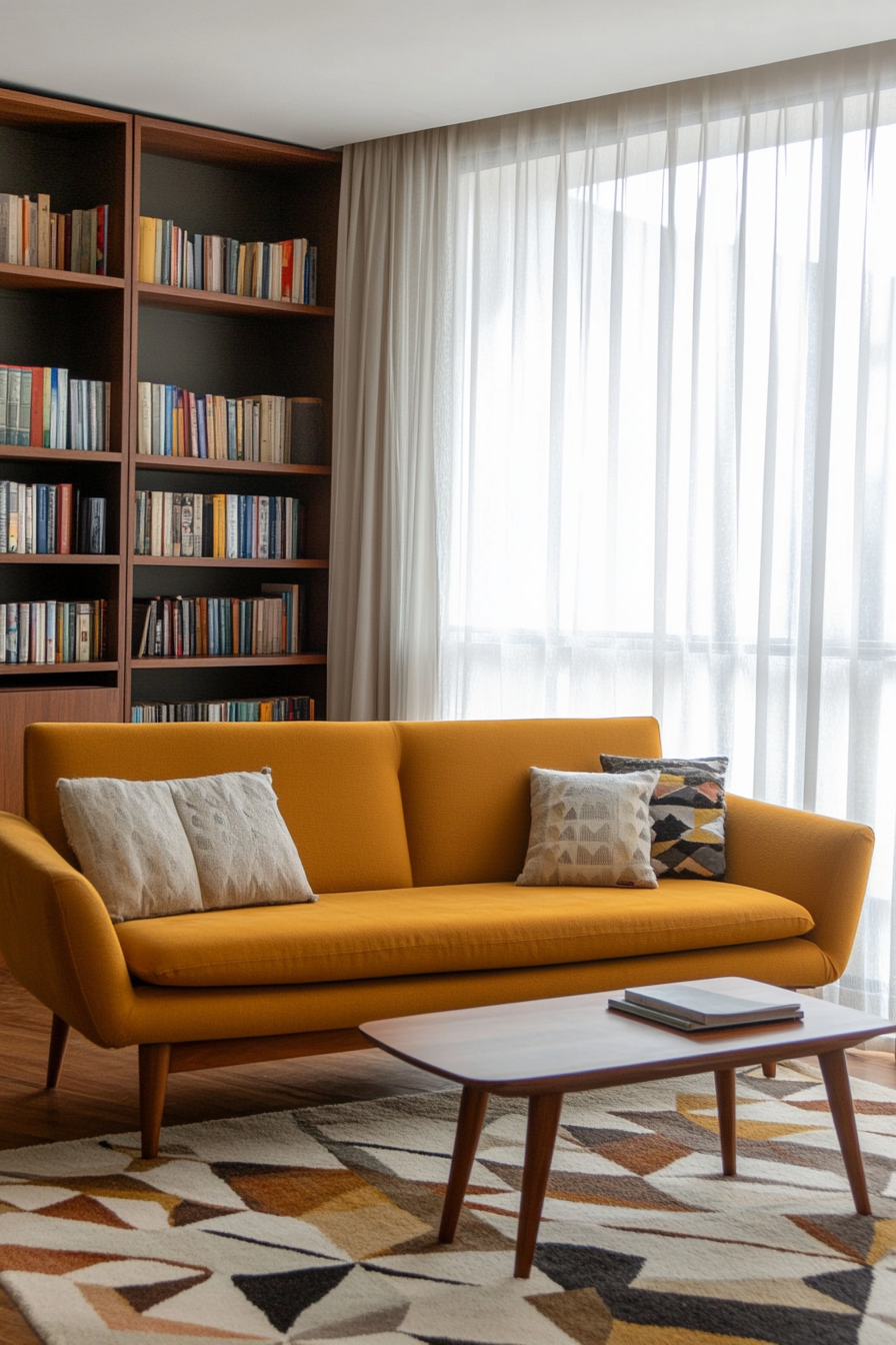Bold upholstery in mid-century modern decor