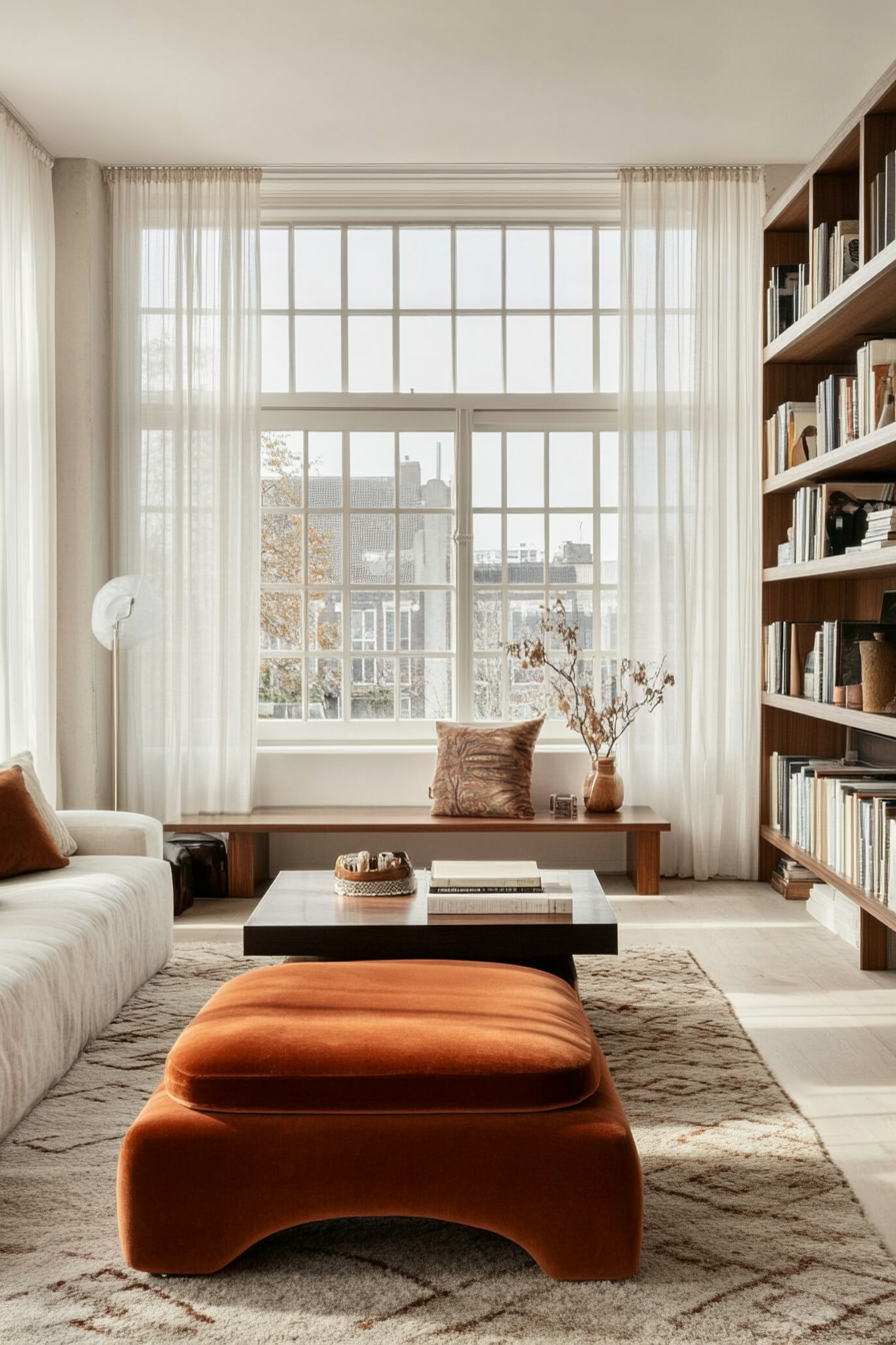Bold upholstery in mid-century modern decor