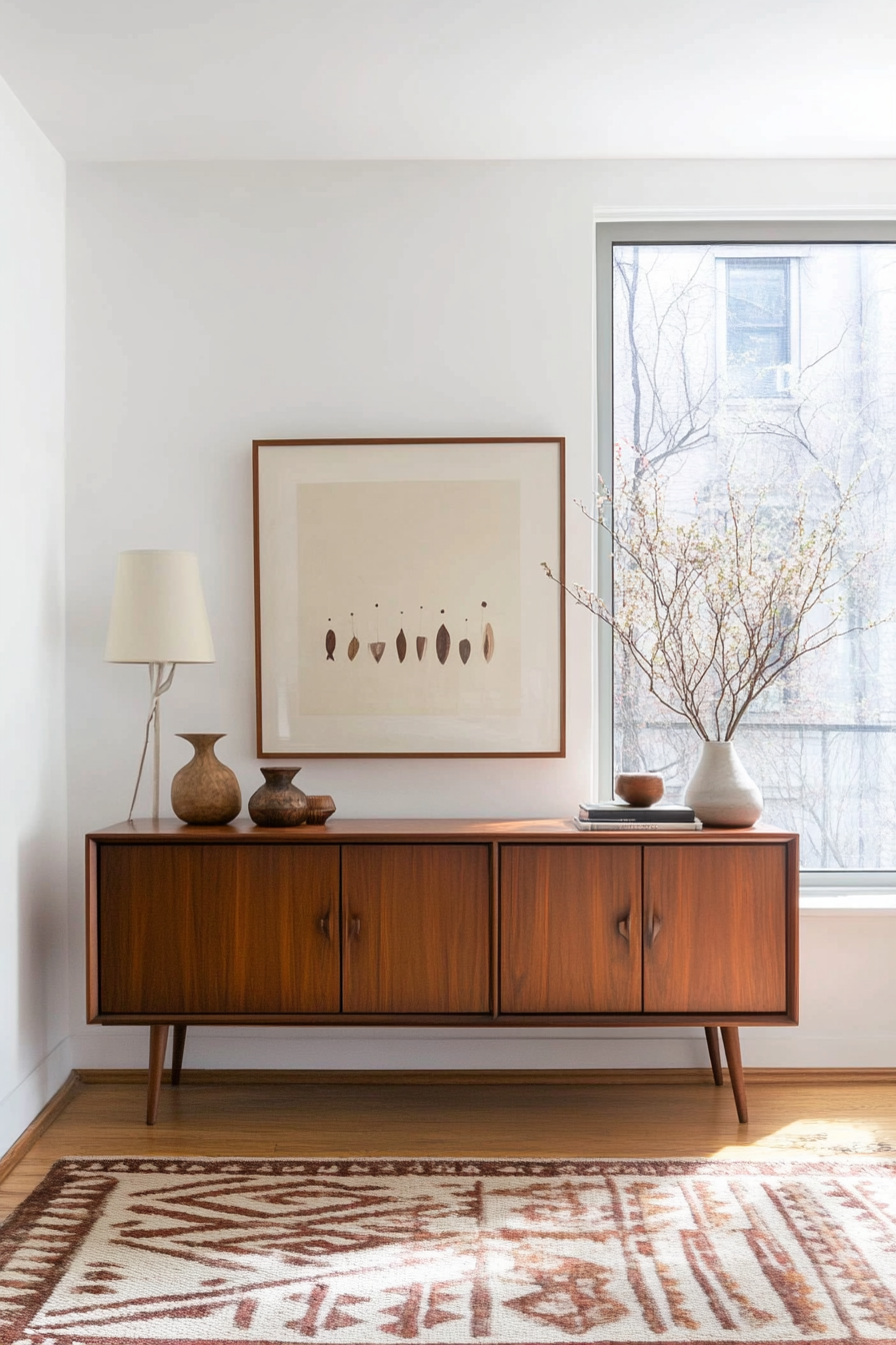 Sleek sideboard in mid-century modern decor