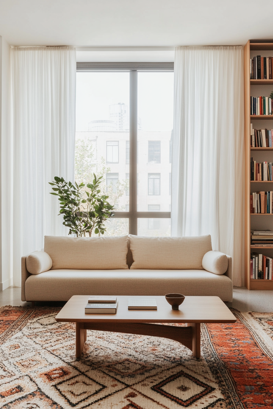 Low-profile sofa in mid-century modern decor