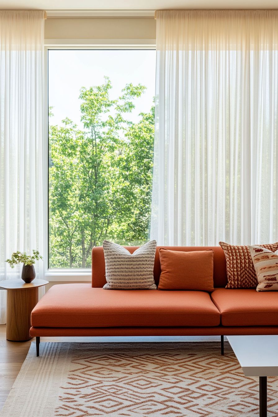 Low-profile sofa in mid-century modern decor