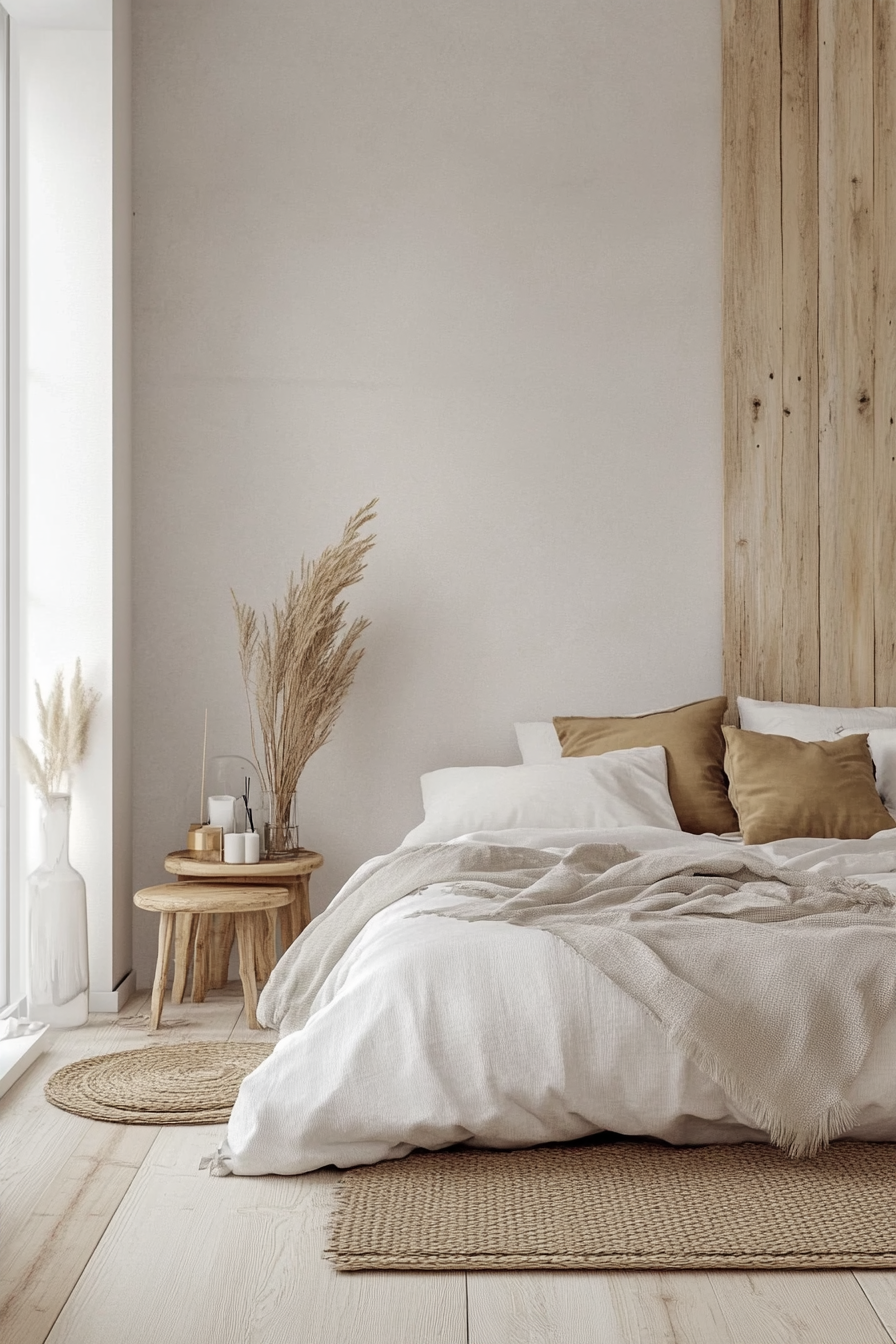 Cozy minimalist bedroom with neutral colors