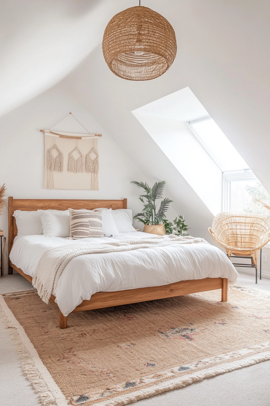 Modern and vintage mix in a bohemian bedroom