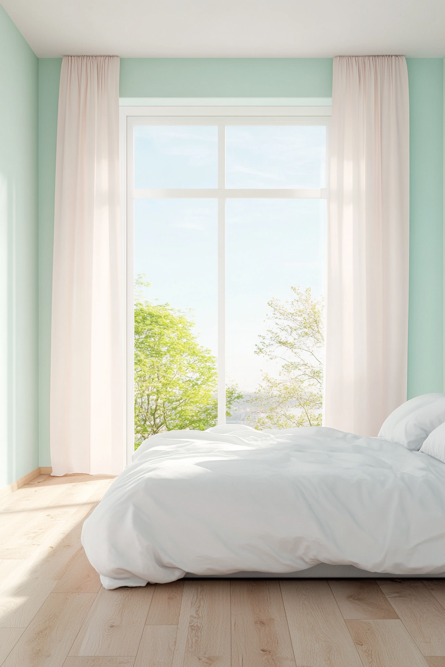 Monochromatic color scheme in a minimalist bedroom