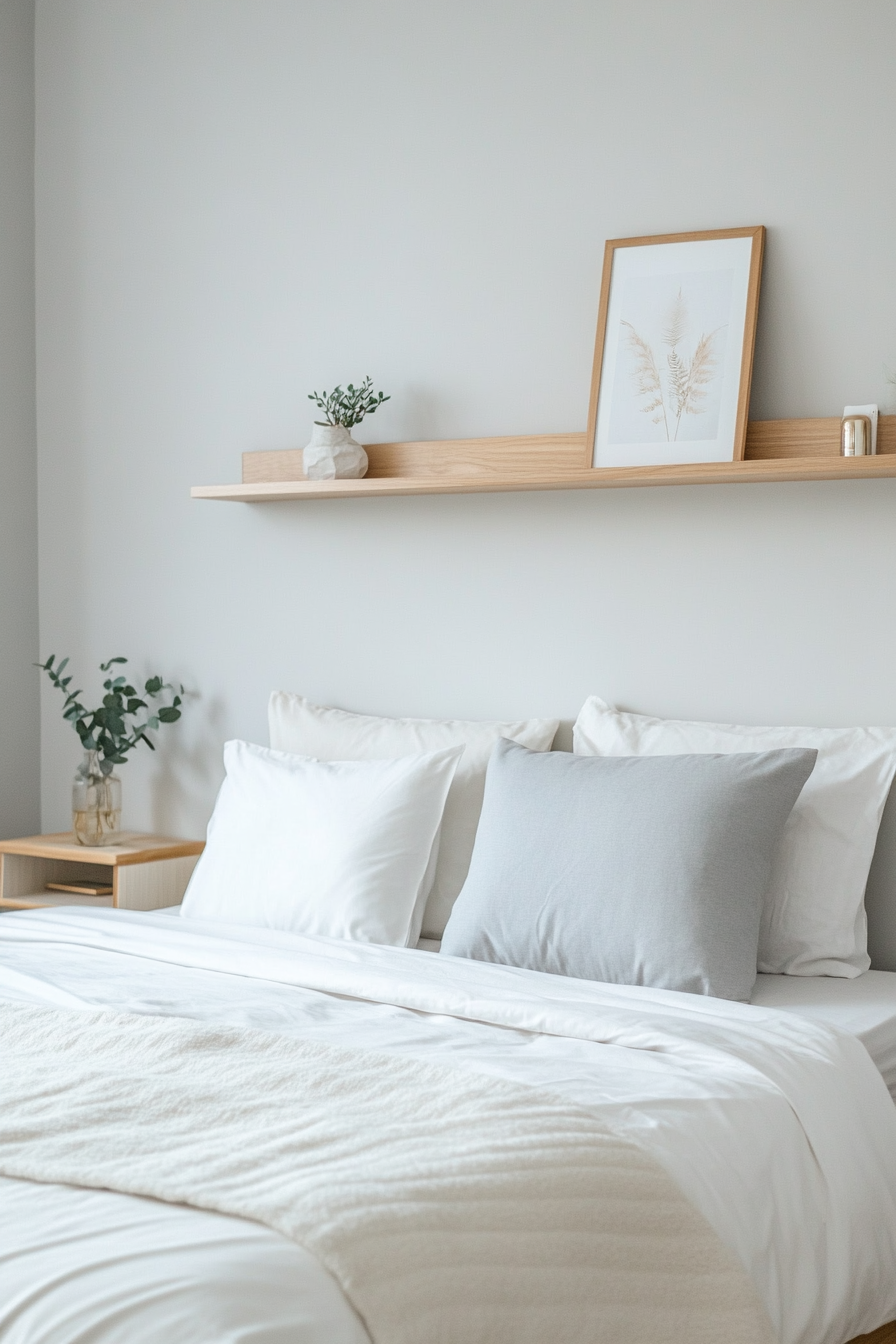 Light and airy small bedroom with pastel colors