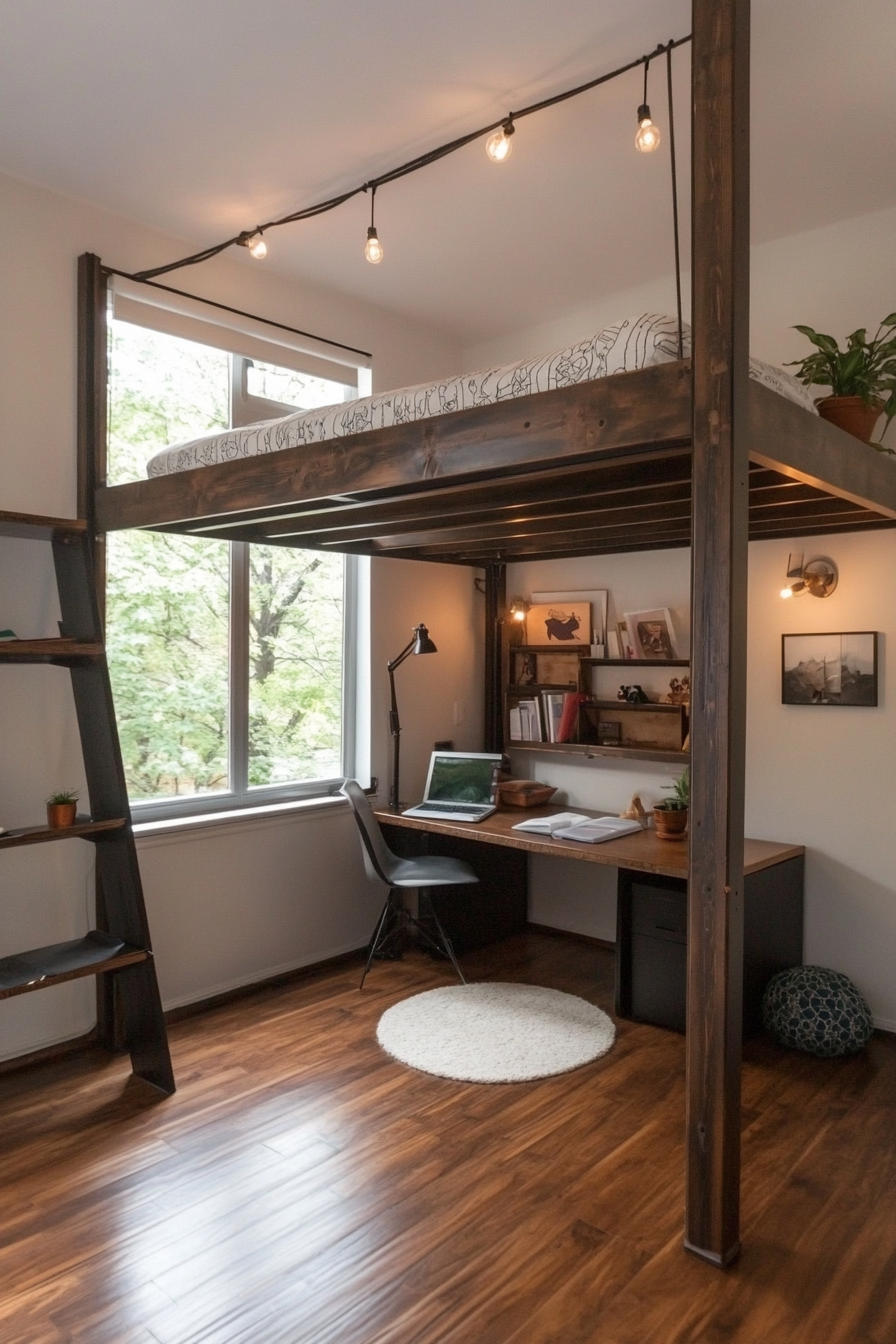 Sleek loft bed with clean lines