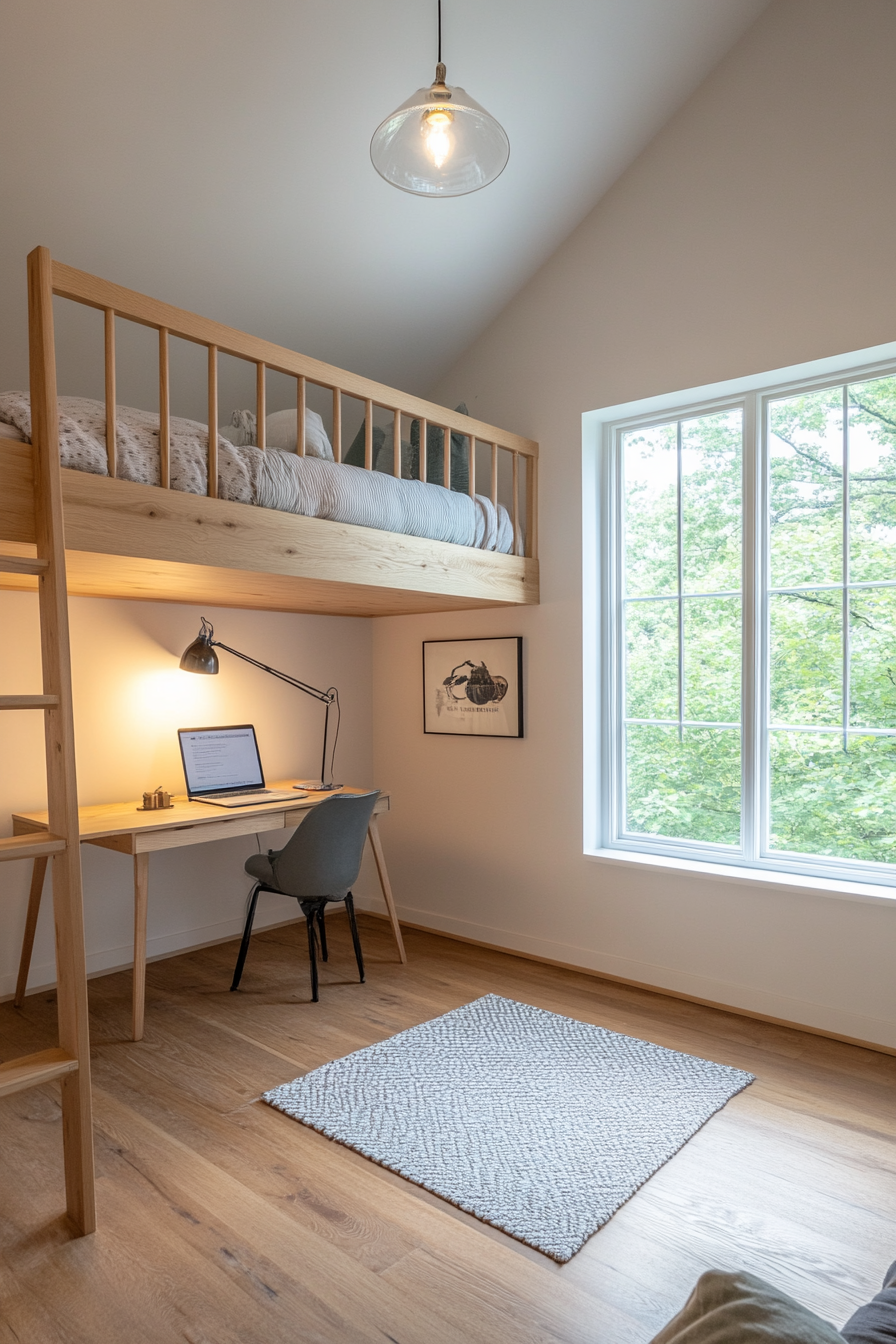 Cozy lighting under a loft bed