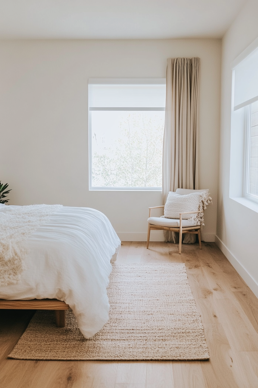 Clean and simple minimalist bedroom