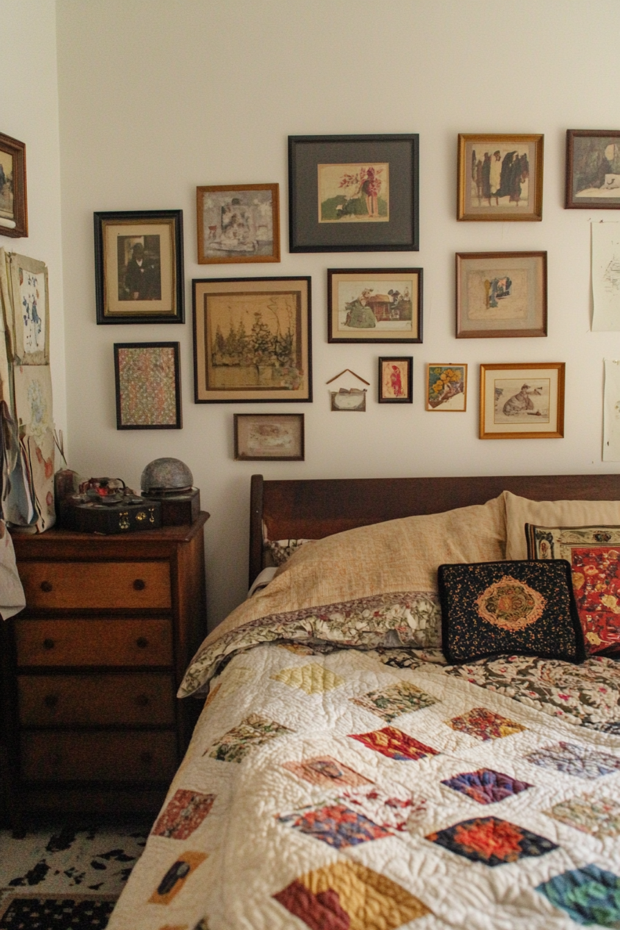 Bedroom with personal touches and framed photos