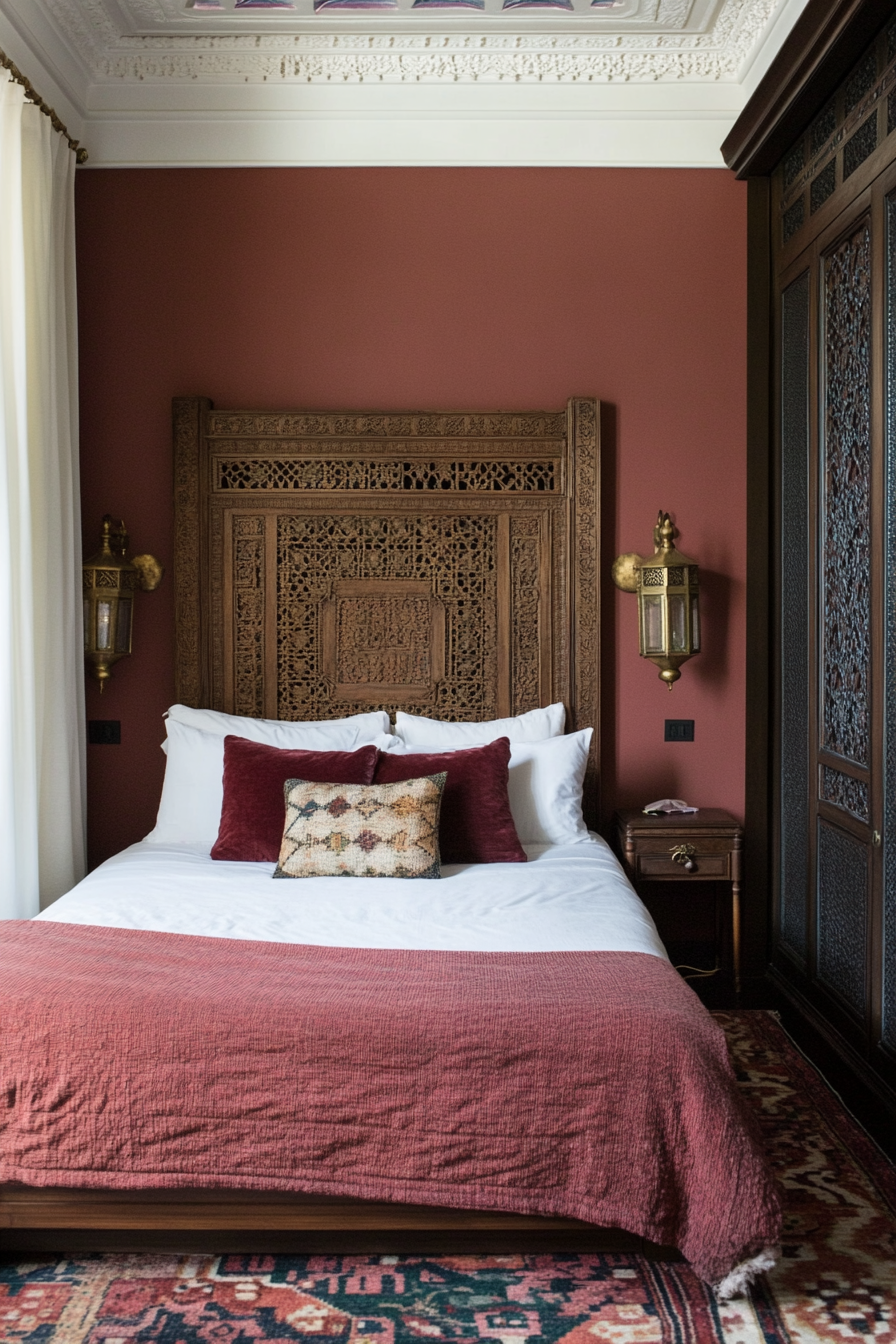 Intricately carved Moroccan wood furniture