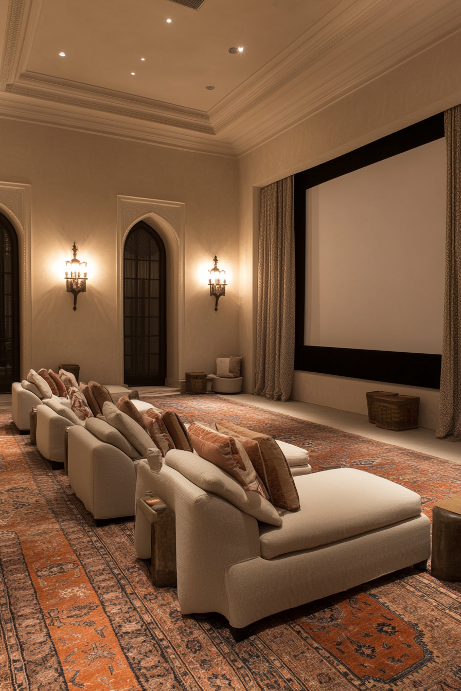 Comfortable seating options in Persian home theater