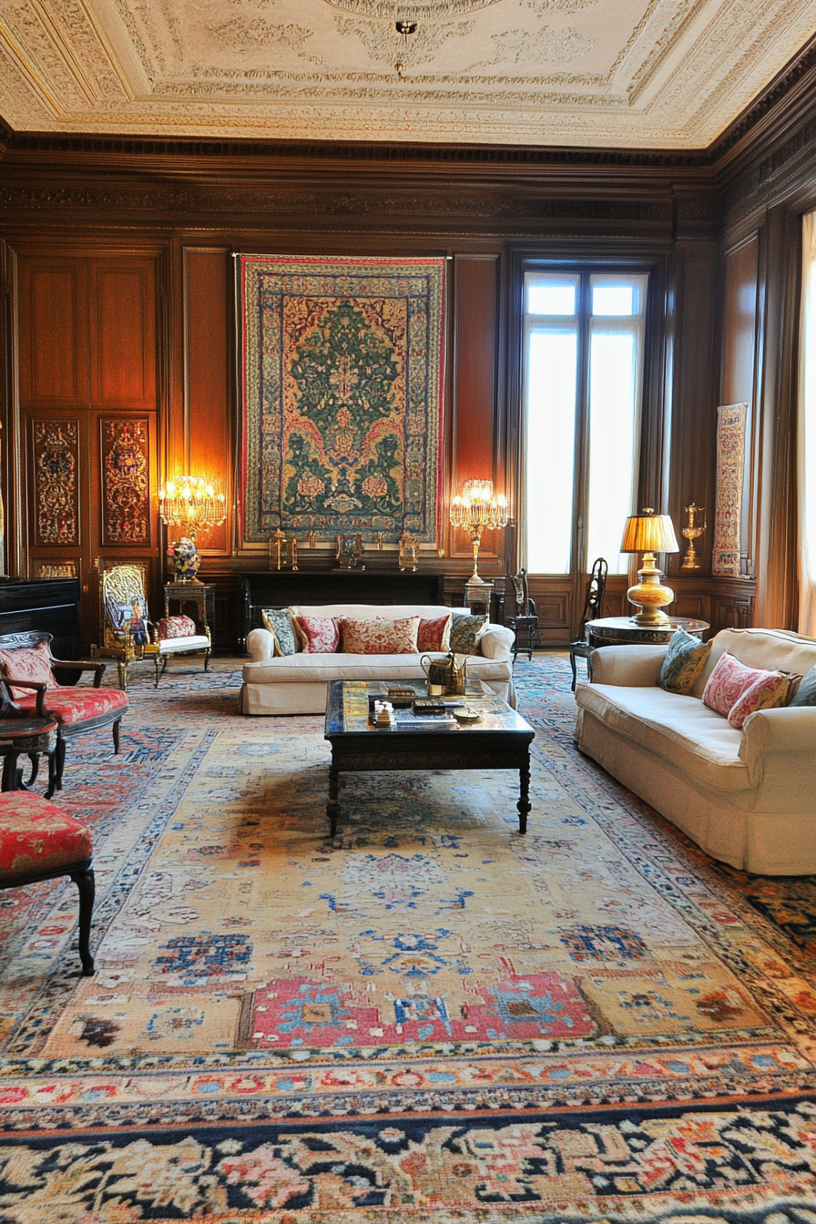 Elegant coffee tables and side tables in Persian living room