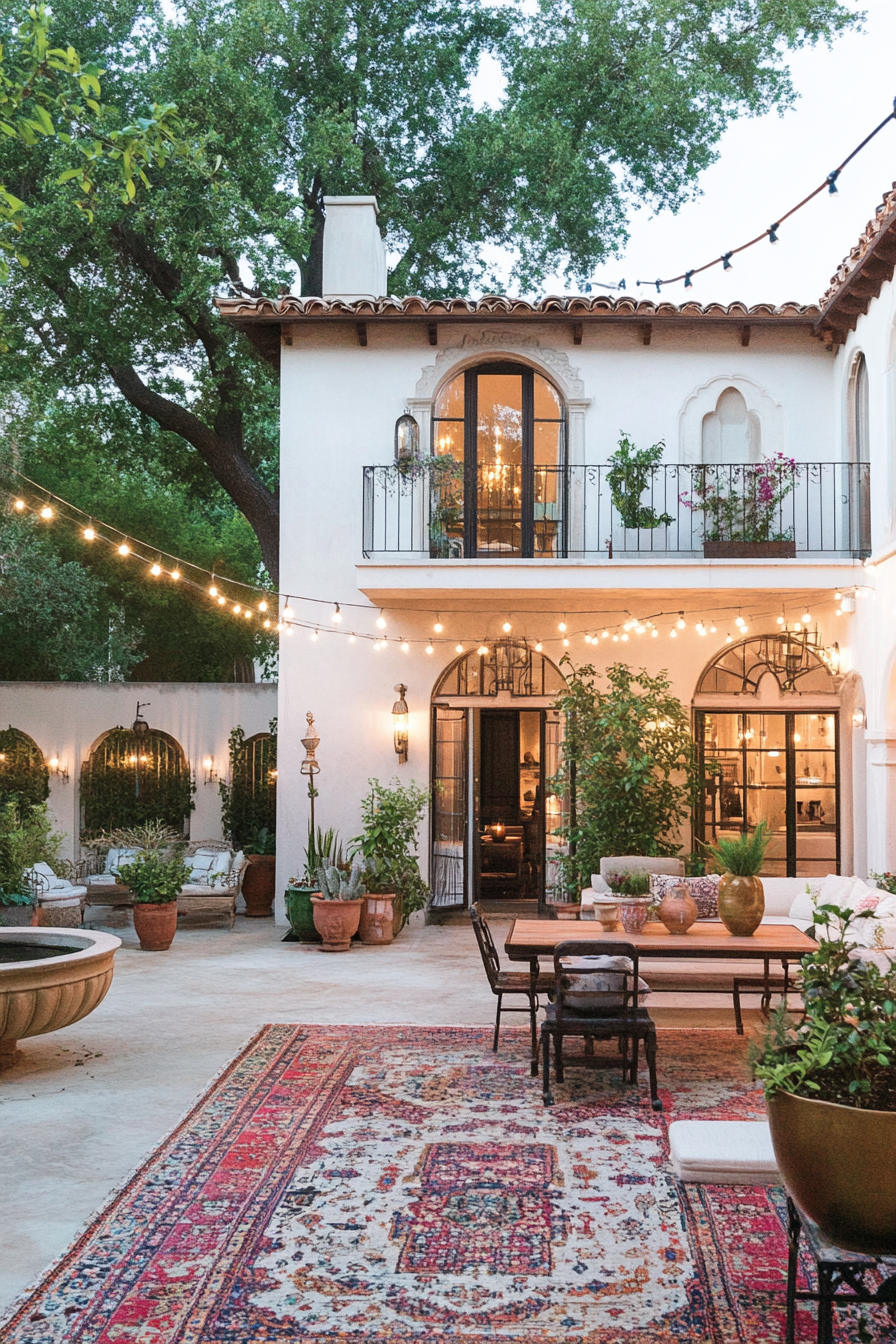 Outdoor elegance with Persian decor on patio