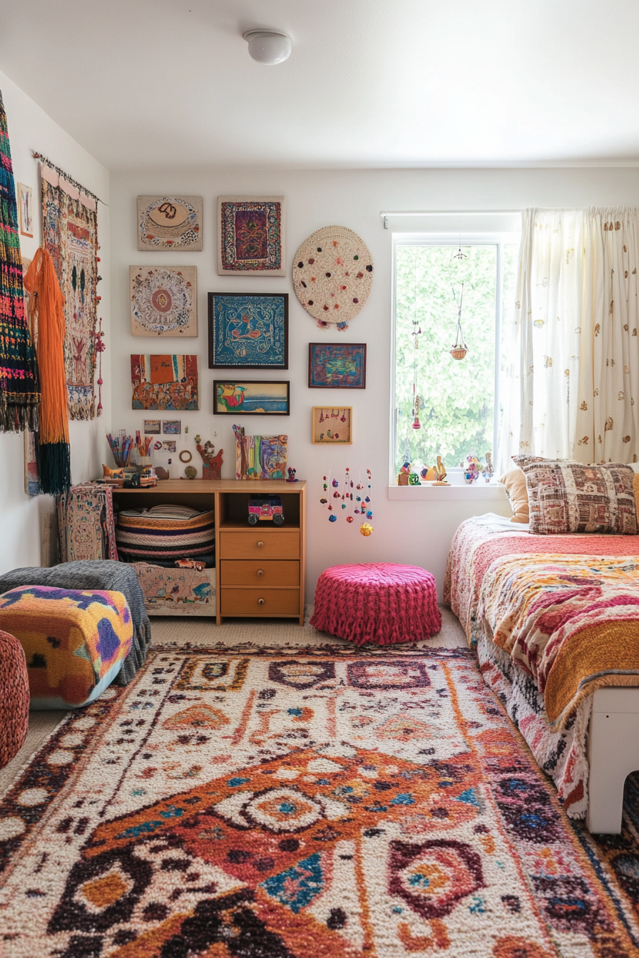 Wall art and toys in Persian children's room