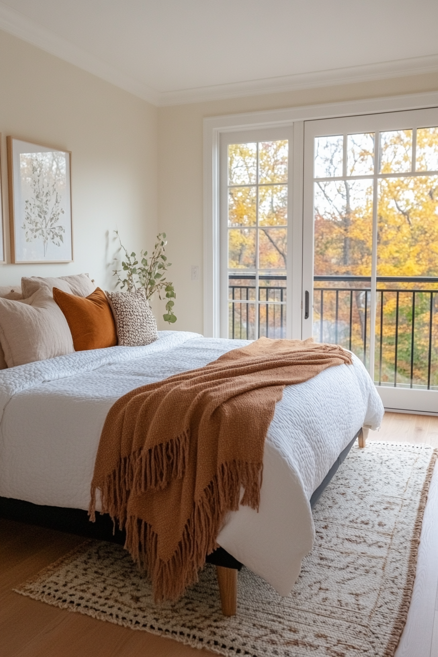 Bed scarf and decorative quilt in blush shades