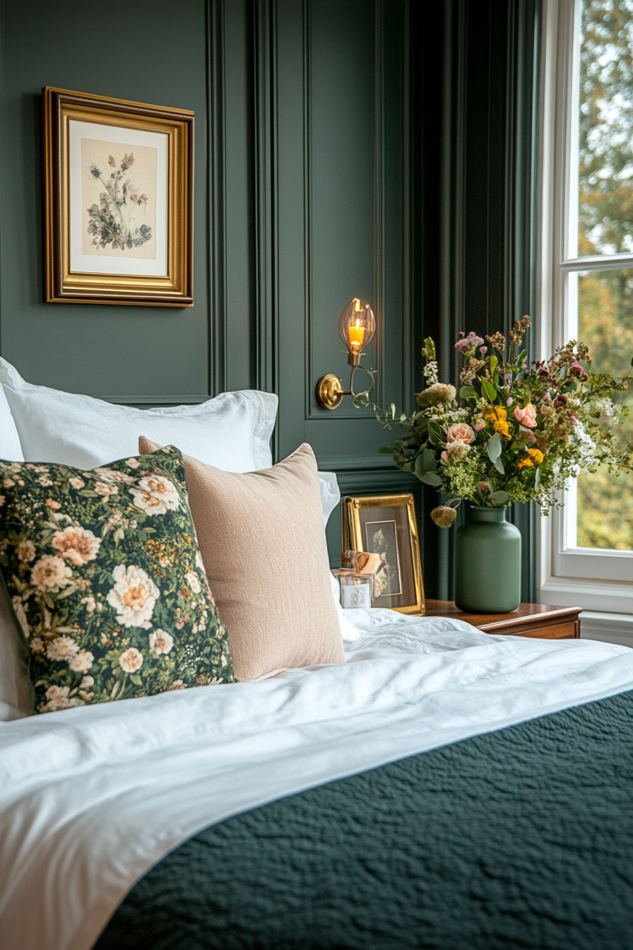 Fresh flowers and greenery in blush and sage tones