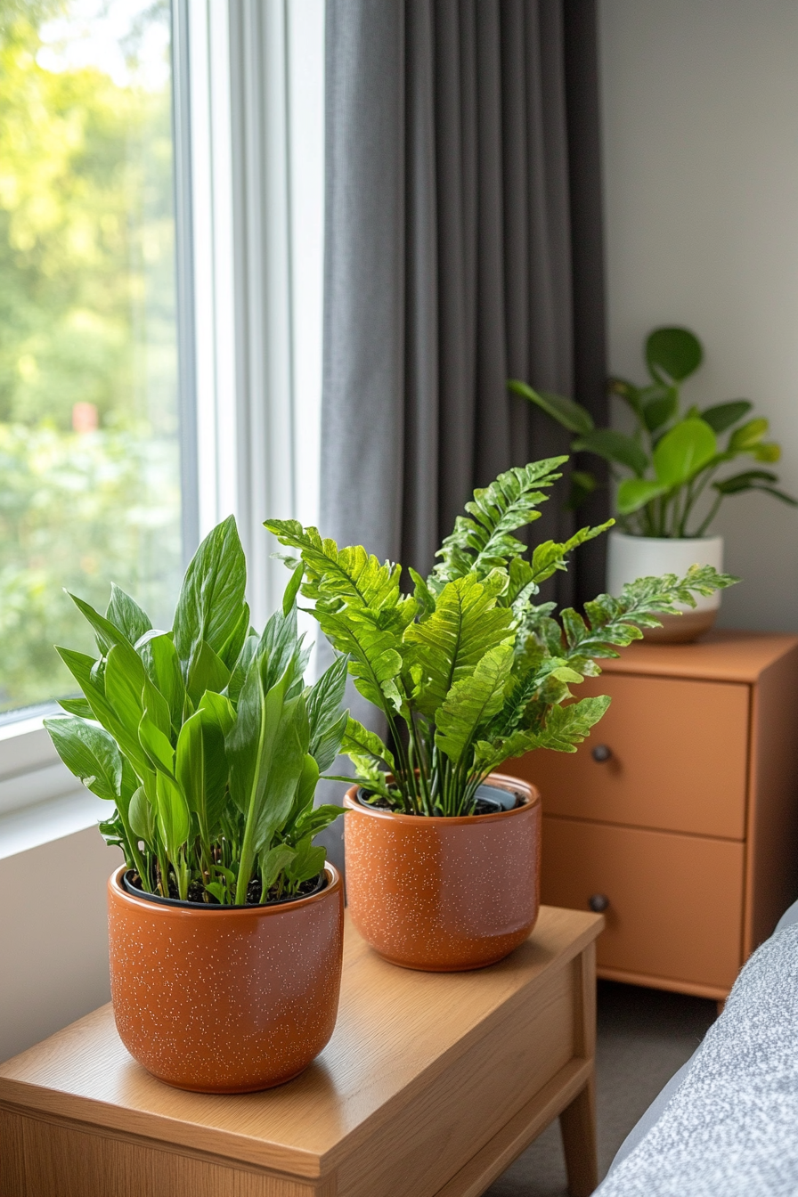 Planters in blush shades with different materials