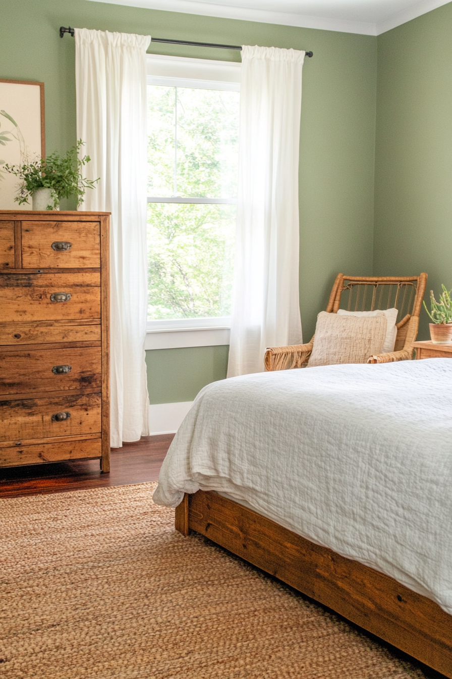 Farmhouse bedroom with natural wood elements